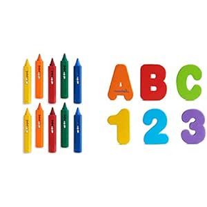 Munchkin® Play and Learn Toddler Bath Toys Set - Includes Foam Alphabet Letters, Numbers and Bath Crayons