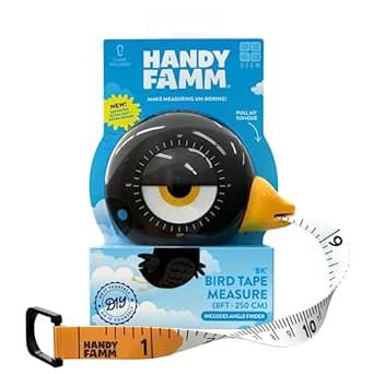Handy Famm 8Ft Animal-Shaped Kids Tape Measure, Level & Protractor Angle Finder, Fun Educational Children's Tape Measure, Small Measuring Tape for Learning Early Math Skills, Ages 5+, Black Bird