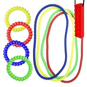 Chew Necklaces and Bracelets Bundle for Sensory Kids - Durable Chewing Necklace for Kiads with Autism ADHD